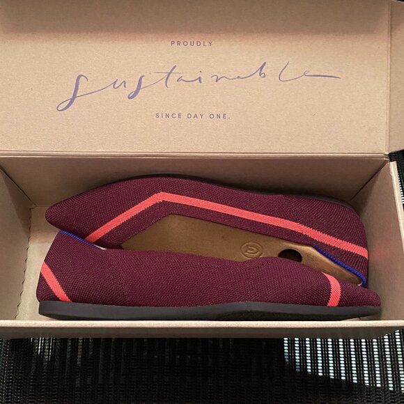 NIB Rothy's Maroon Neon Stripe The Point - Size 7.5 - Picture 2 of 3